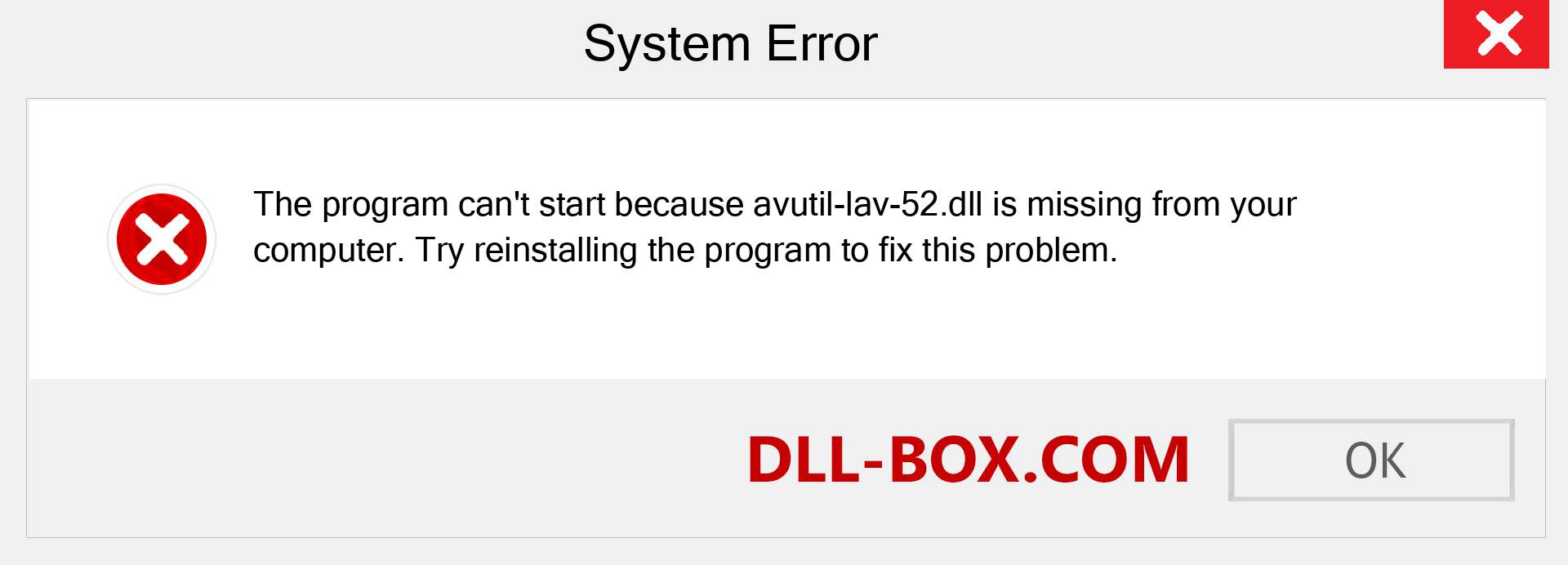 avutil-lav-52.dll file is missing?. Download for Windows 7, 8, 10 - Fix  avutil-lav-52 dll Missing Error on Windows, photos, images